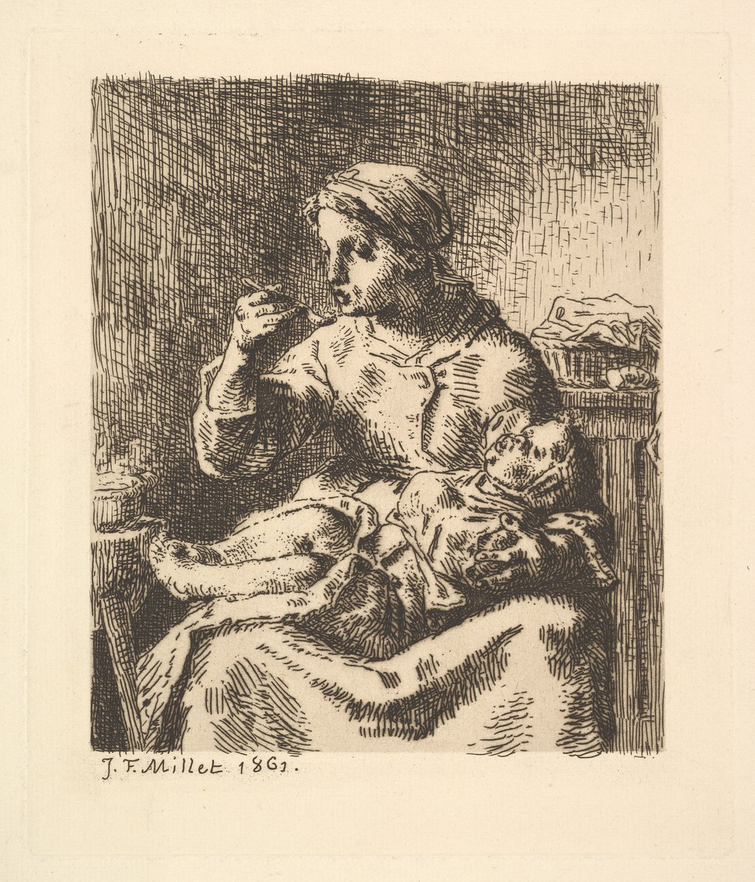 Chlazení kaše, 1861. od Jean Francois Millet
