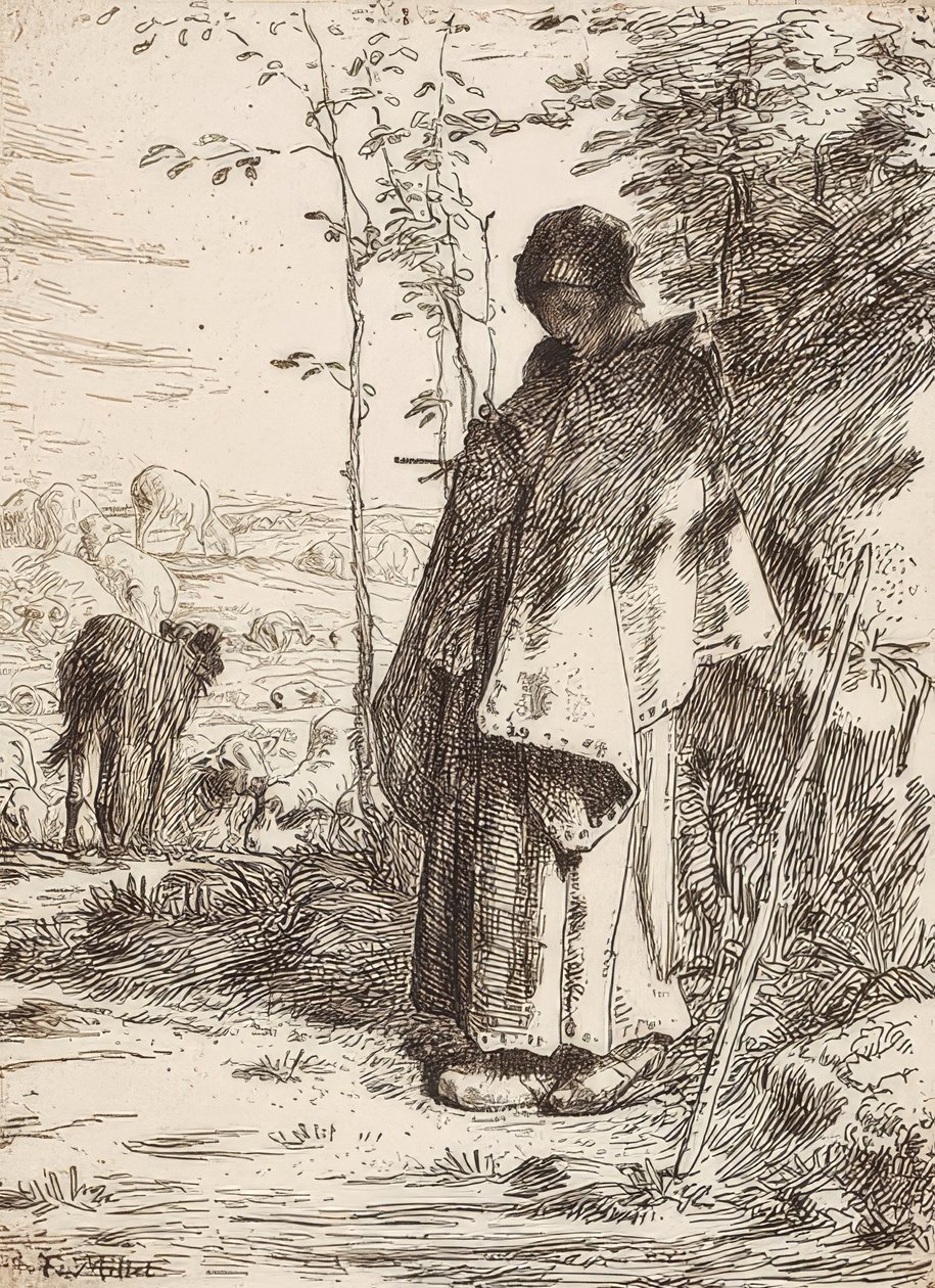 La Grande Bergère (Pastevkyně). 1862 od Jean Francois Millet