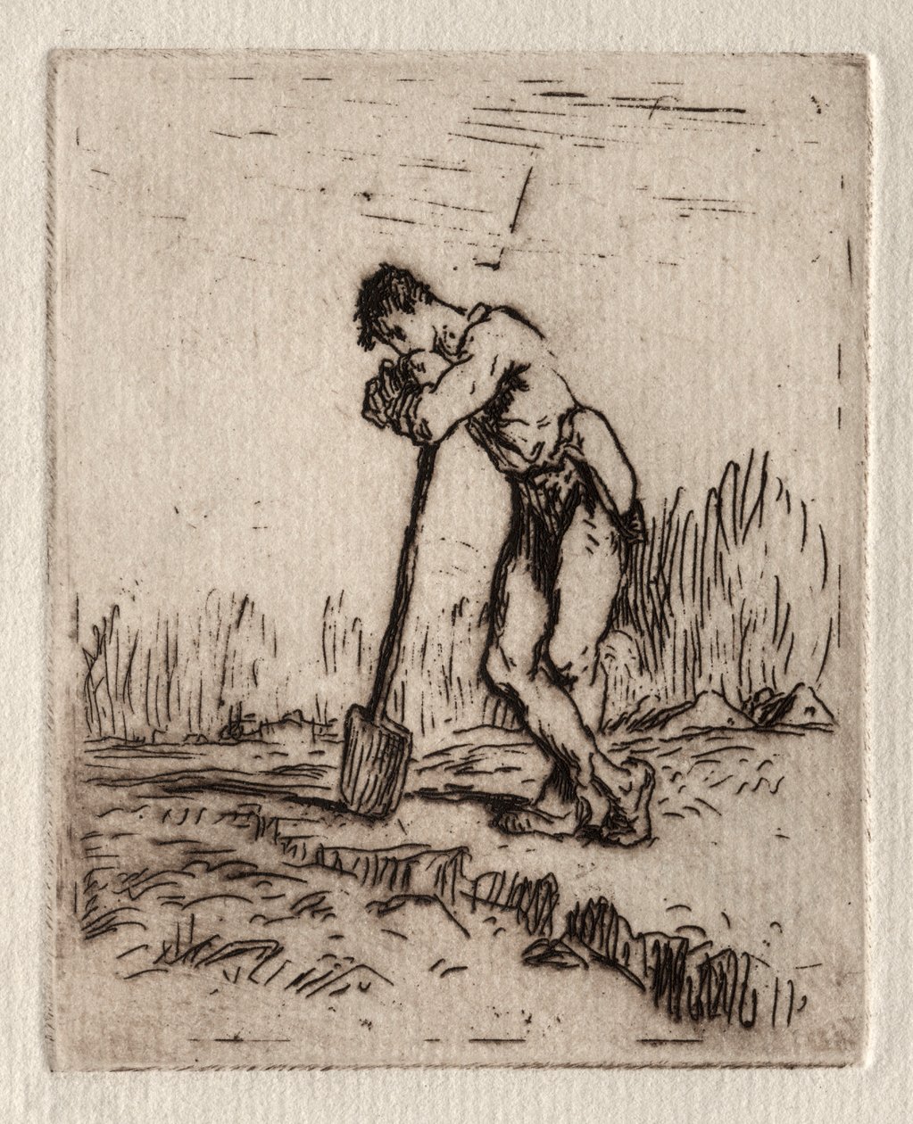 Muž opřený o rýč od Jean Francois Millet