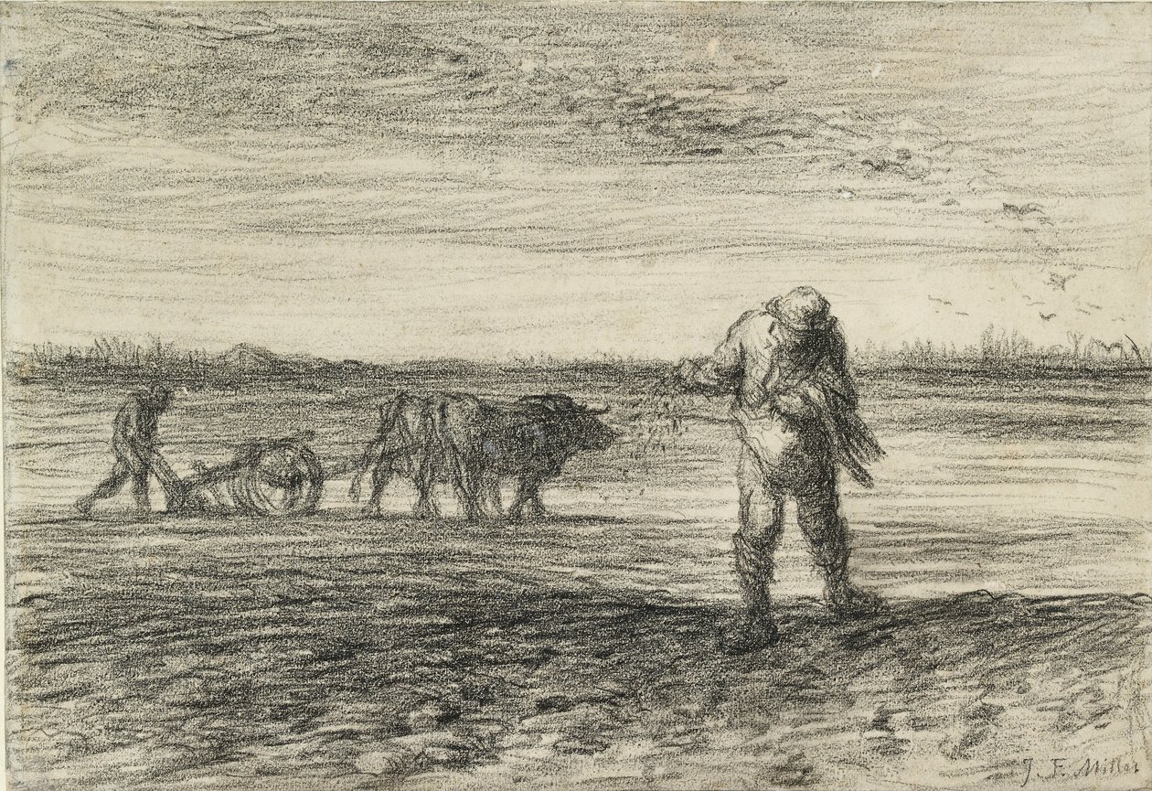 Člověk orat a jiné setí, 1849-1852 od Jean Francois Millet