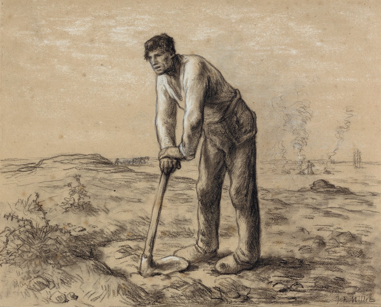 Muž s motykou, kolem 1860-62 od Jean Francois Millet