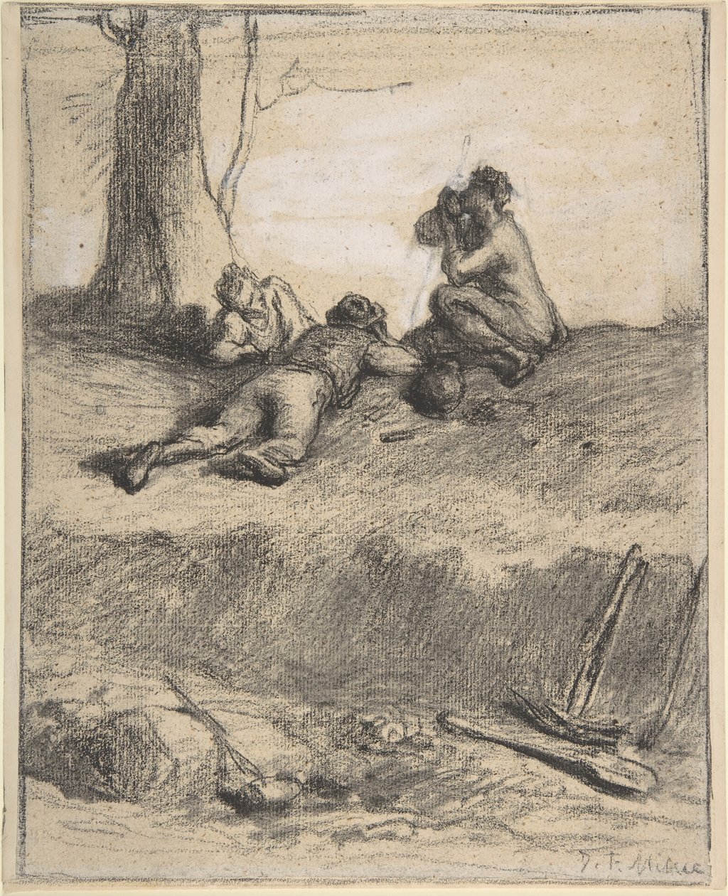 Roadworkers ve společnosti Lunch, ca. 1850-52. od Jean Francois Millet