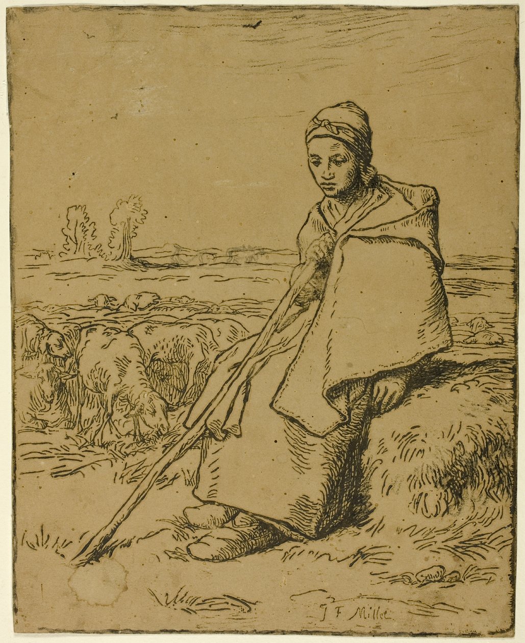 Pastýřka od Jean Francois Millet