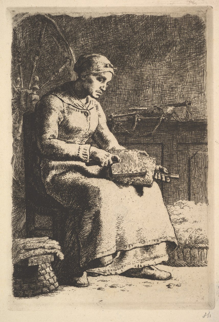 The Wool Carder, 1834–75 od Jean Francois Millet