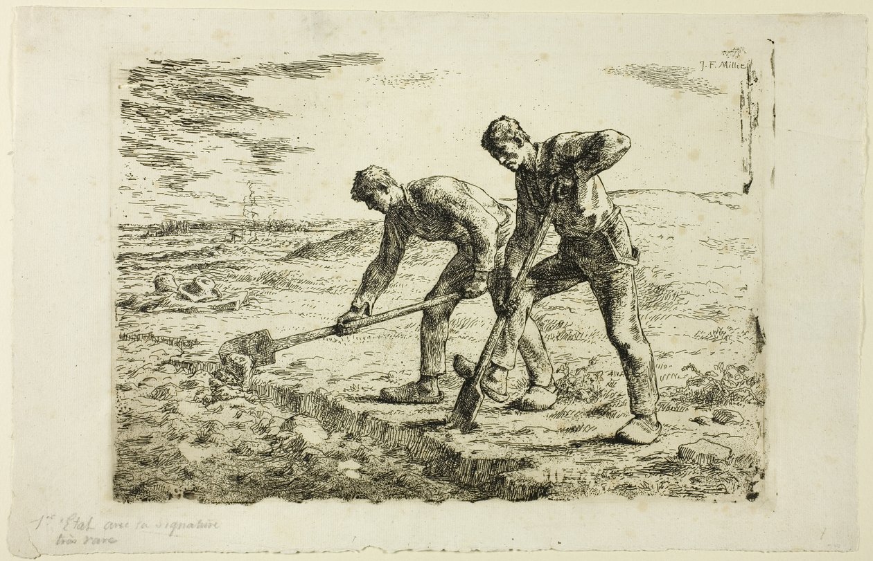 Dva muži kopání od Jean Francois Millet