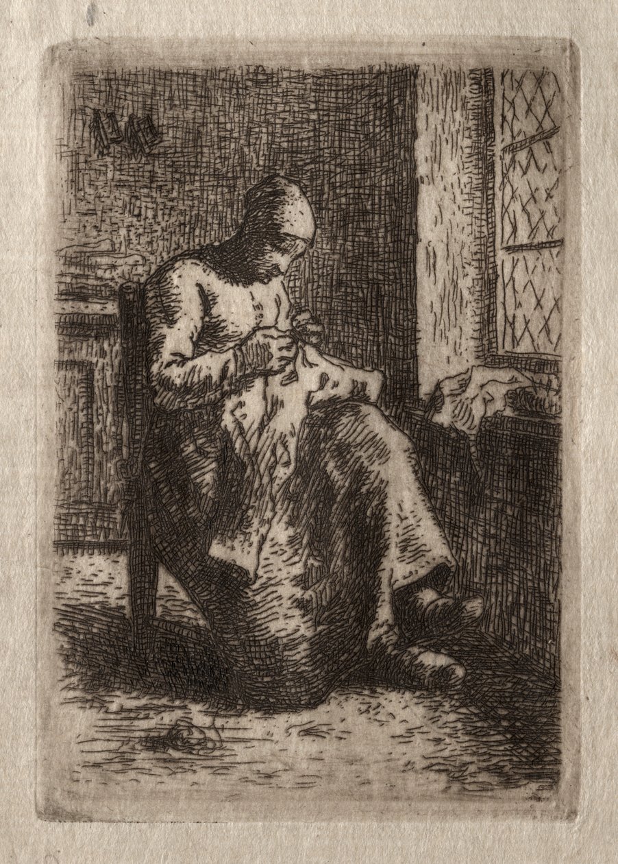 Žena šití od Jean Francois Millet