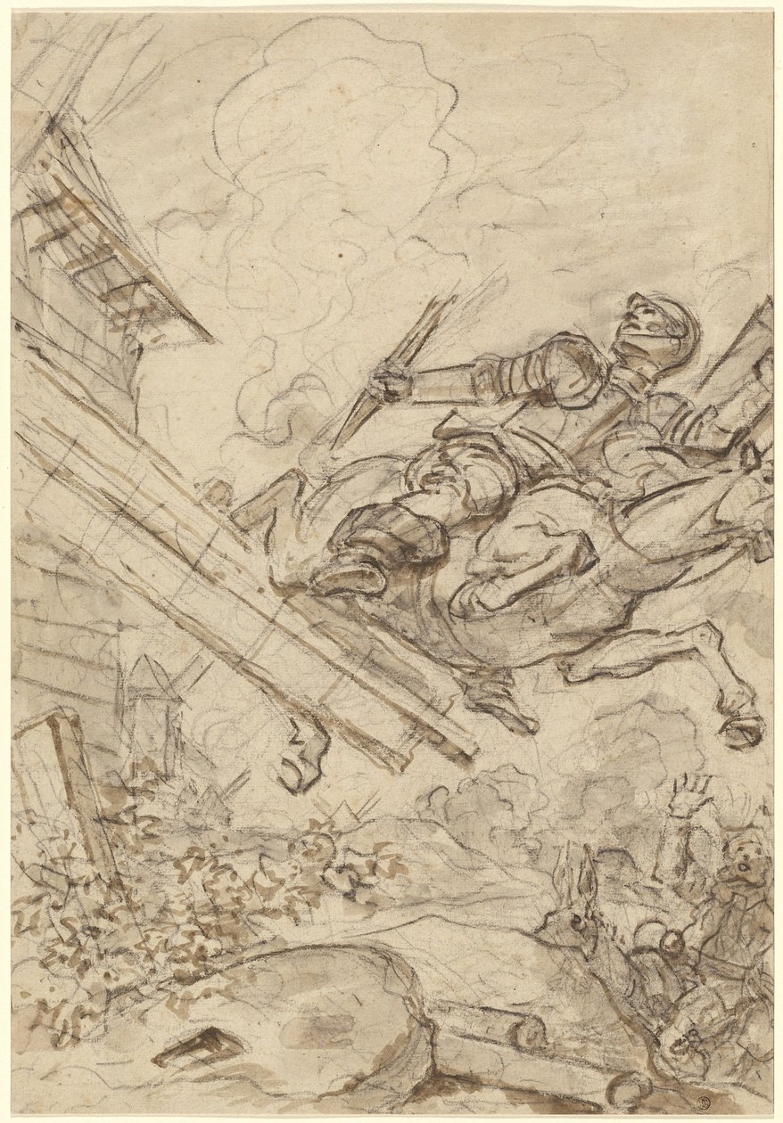 Don Quijote útočí na větrný mlýn od Jean Honore Fragonard