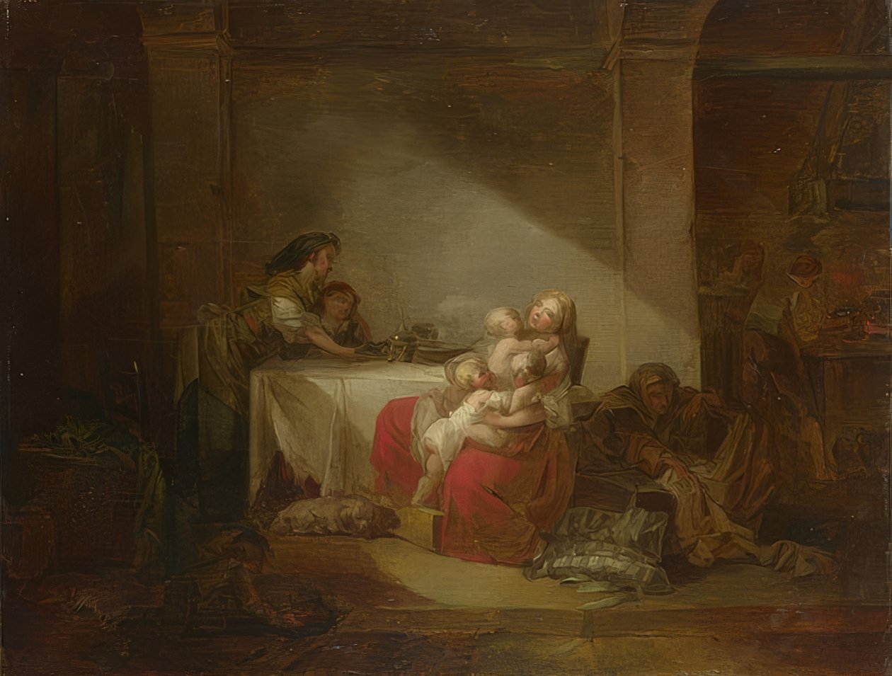 Interiér, šťastná matka od Jean Honore Fragonard