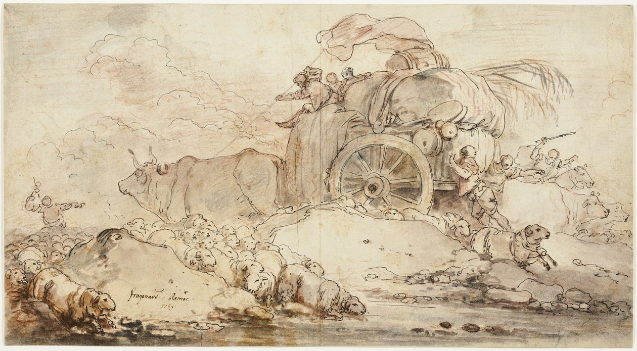 Zastavený vozík od Jean Honore Fragonard
