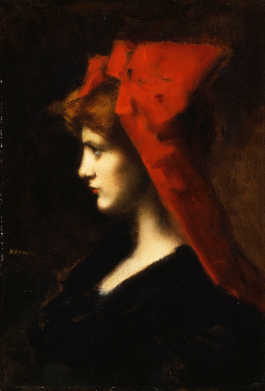 červený klobouk, od Jean Jacques Henner