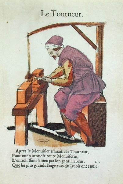The Wood Turner (barevné gravírování) od Jean Leclerc