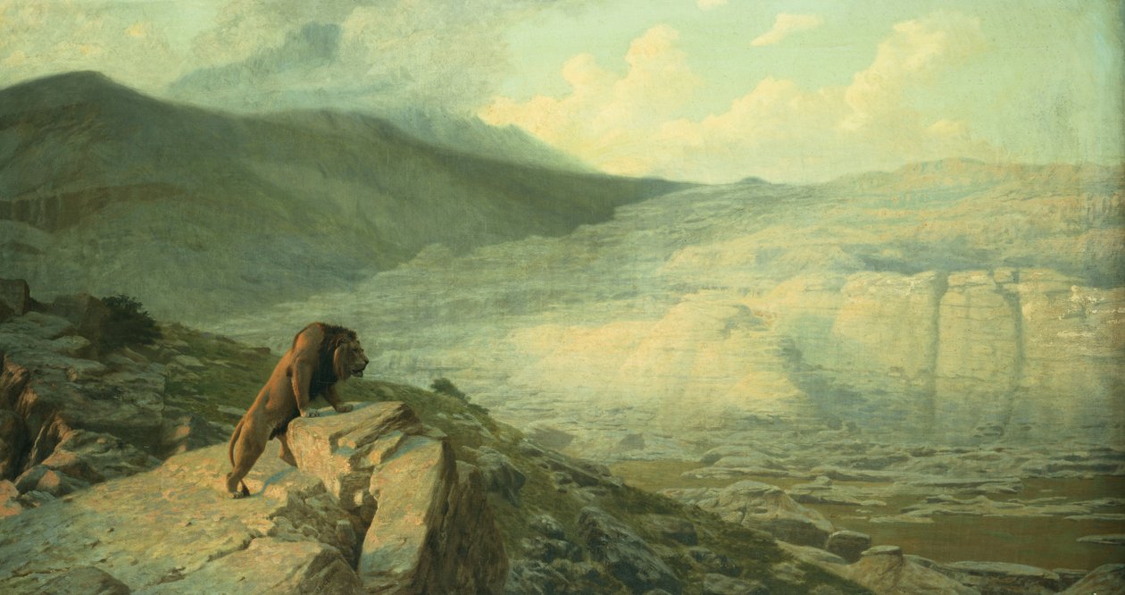 Lev na hlídce, od Jean Leon Gerome