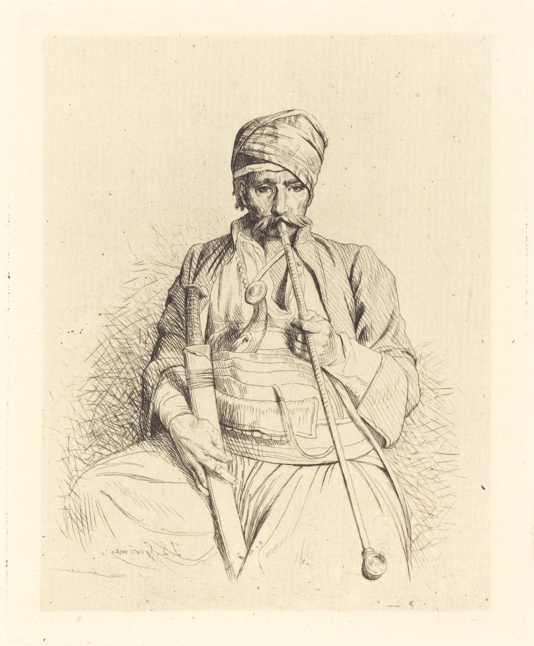 Sedící Arab s Pipe od Jean Leon Gerome