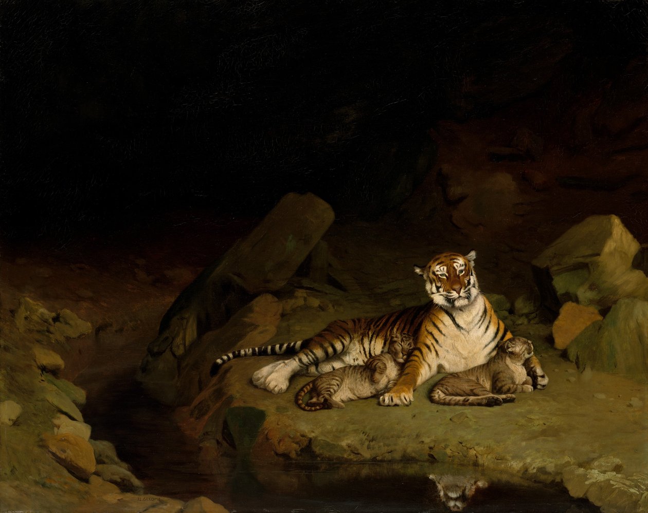 Tygr a mláďata, ca. 1884. od Jean Leon Gerome