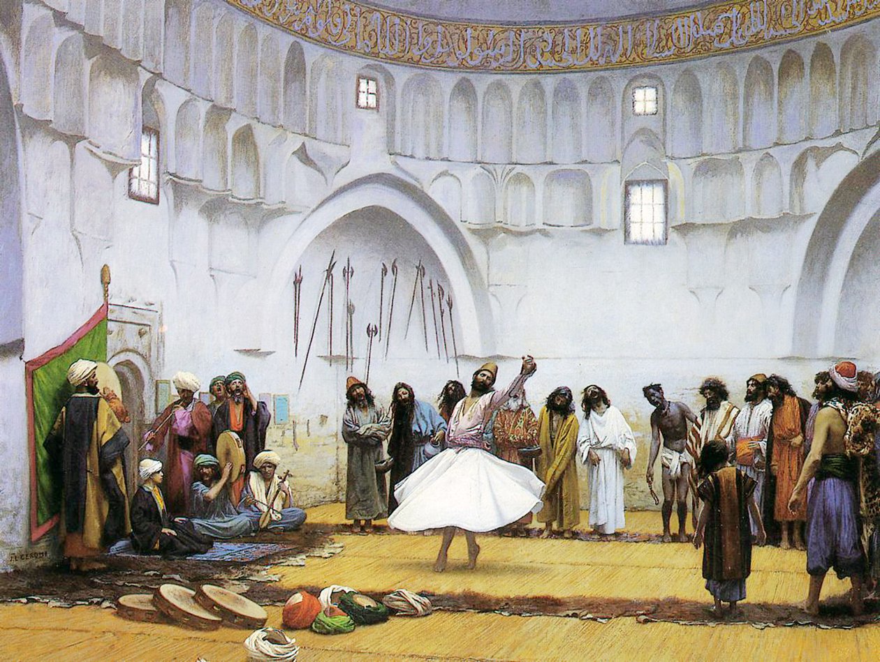 Vířící dervišové, asi 1895 (olej na plátně) od Jean Leon Gerome