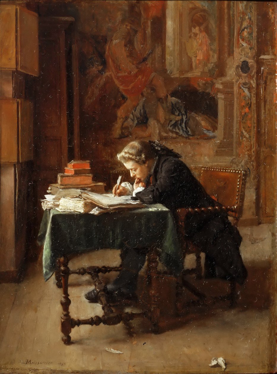Mladý muž psaní od Jean Louis Ernest Meissonier