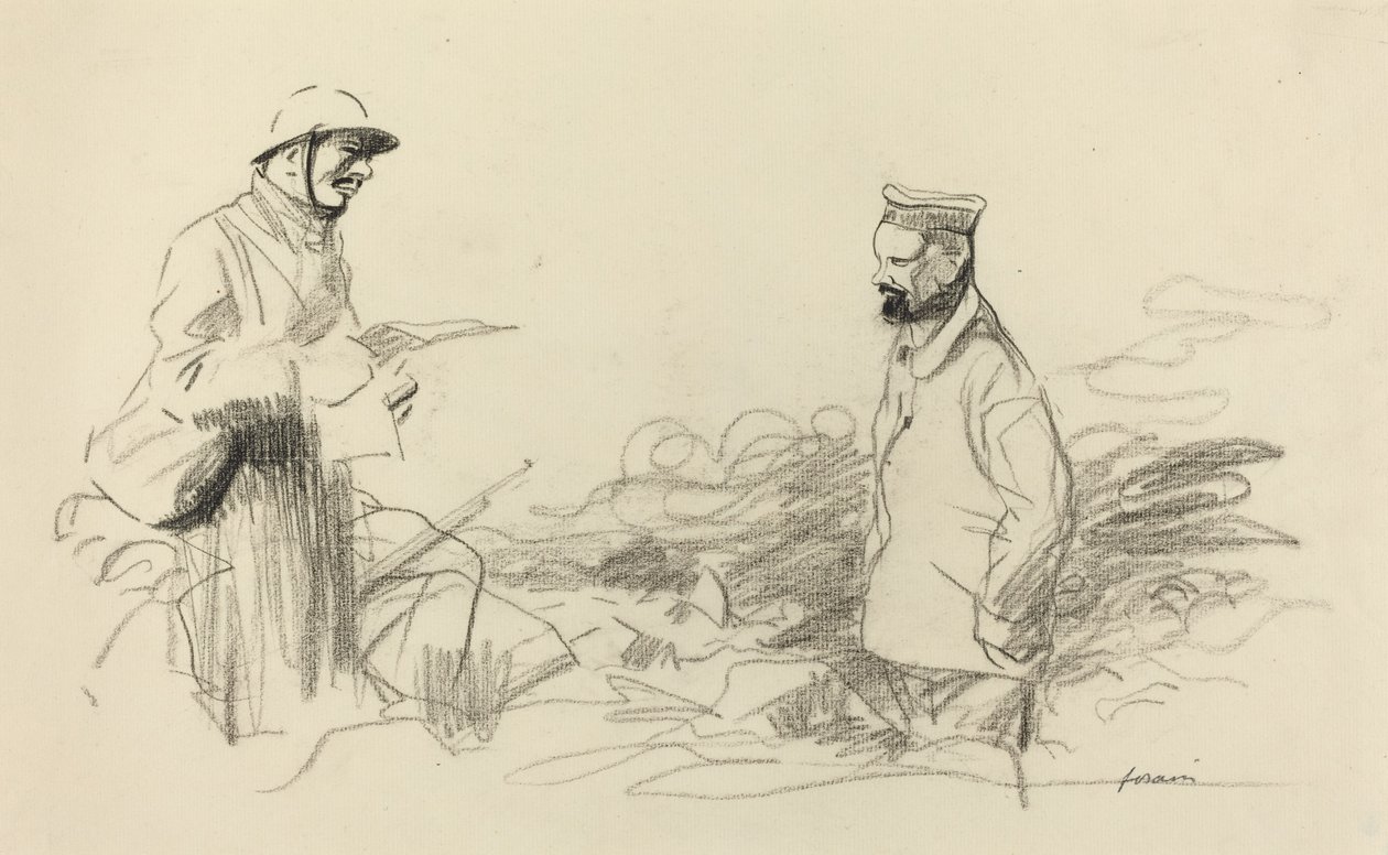 Poilu uznává německého vojáka od Jean Louis Forain