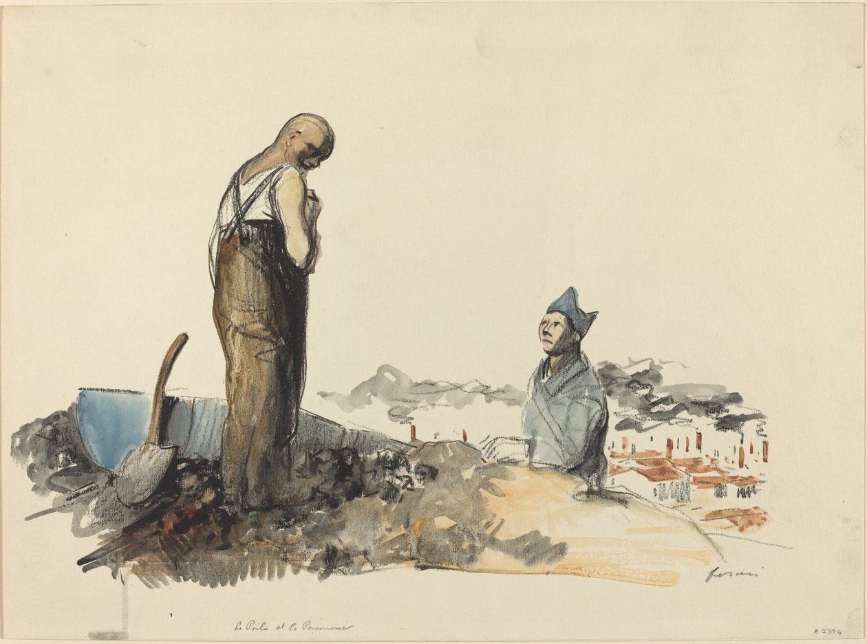 Chlupáč a vězeň, c. 19141919. od Jean Louis Forain