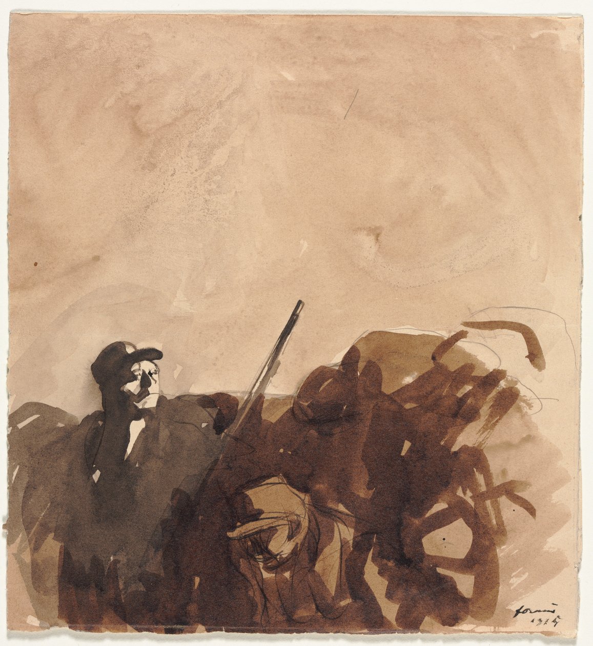 Voják v zákopu (recto) od Jean Louis Forain
