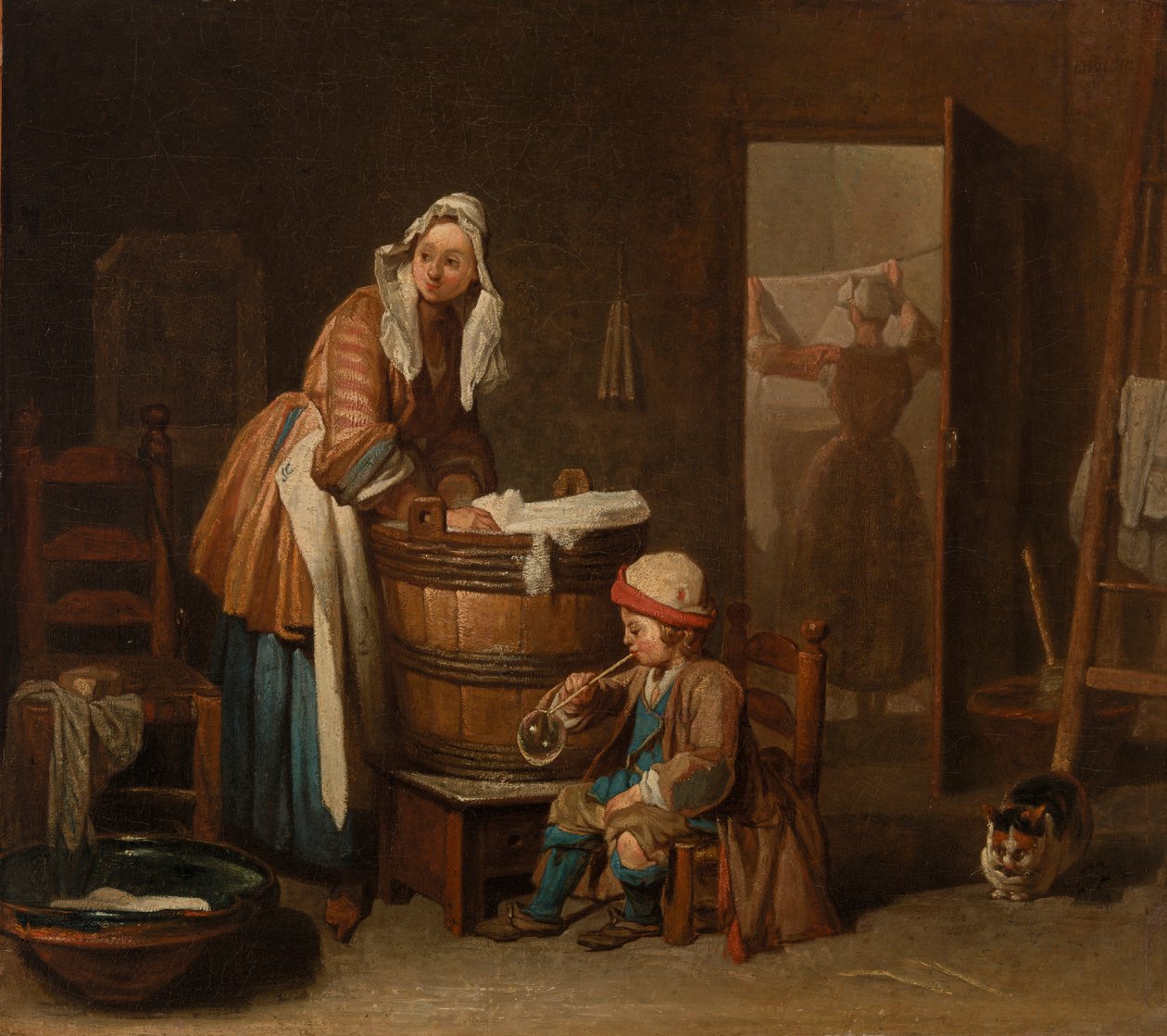 Žena dělá mytí (pračka) od Jean Baptiste Simeon Chardin