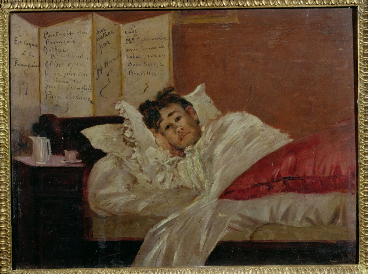 Arthur Rimbaud (1854-91) ve své posteli v Bruselu od Jef Rossman