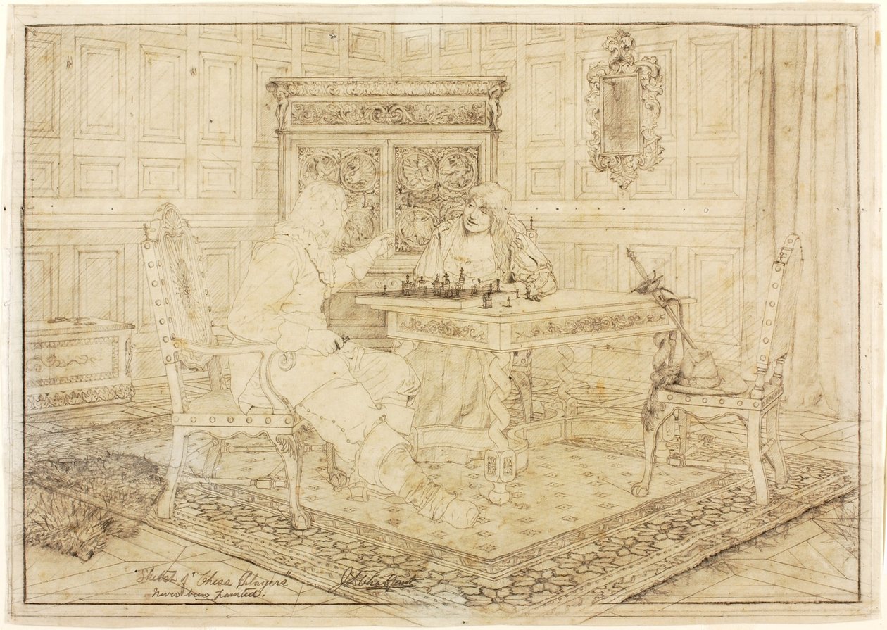 Náčrtek "Šachisté" od Jefferson David Chalfant
