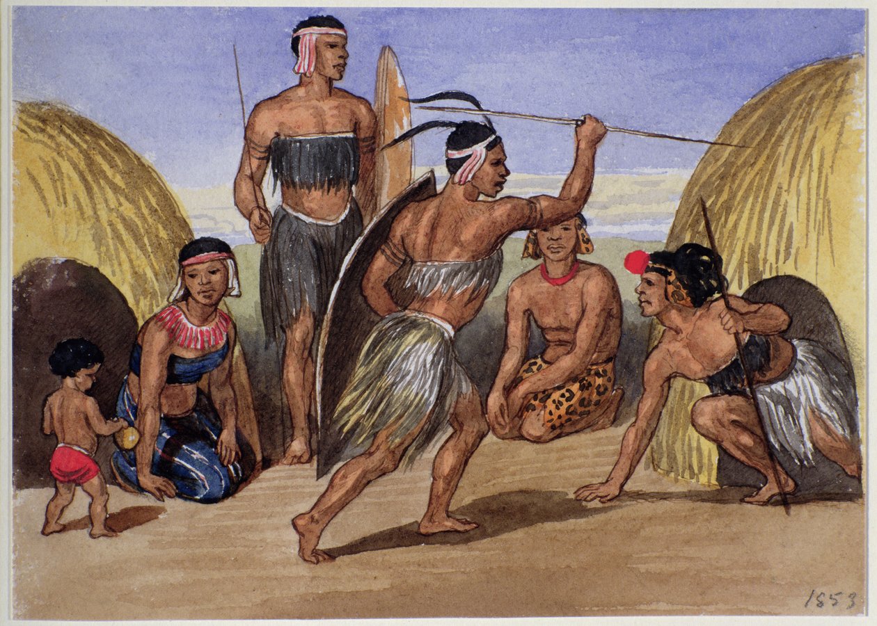 Zulus tančí v Londýně, 1853 od Jemima Blackburn