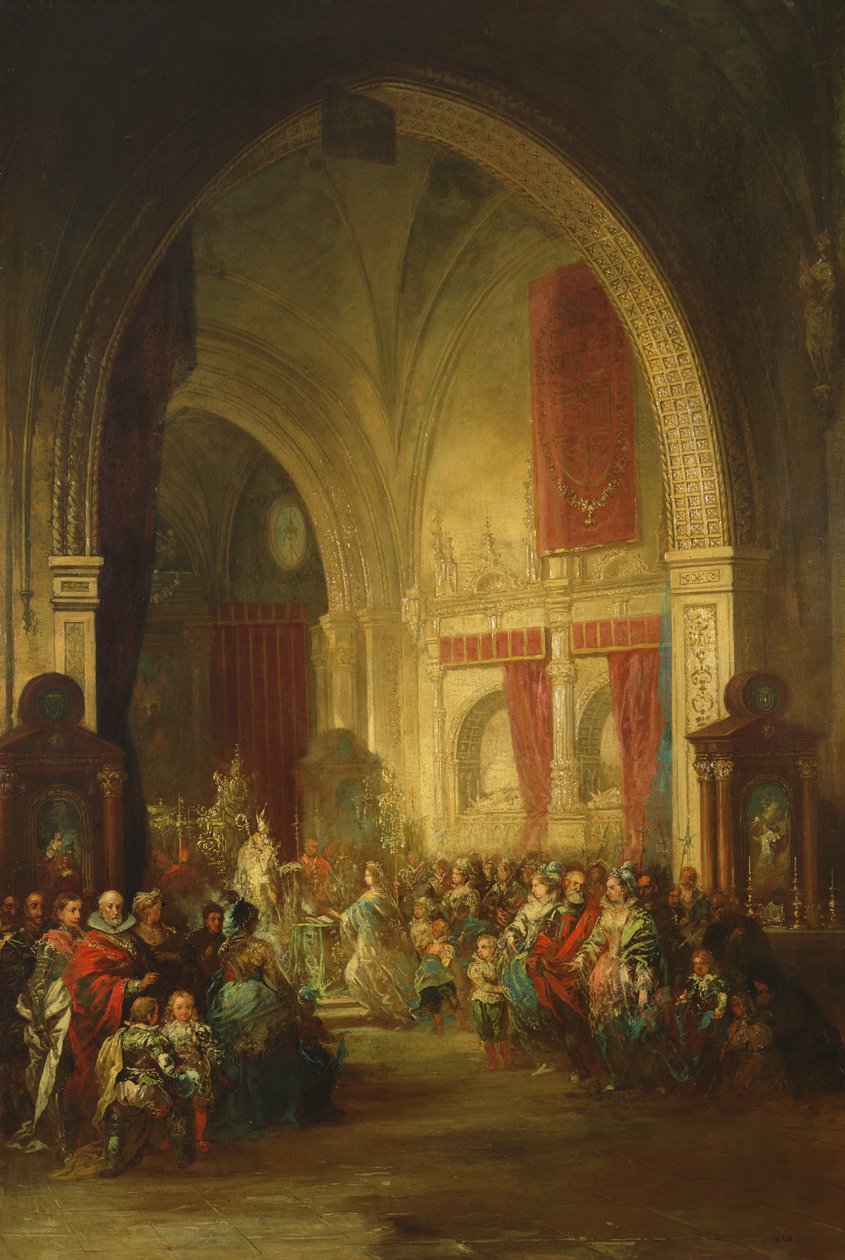 Interiér katedrály v Toledu od Jenaro Pérez Villaamil