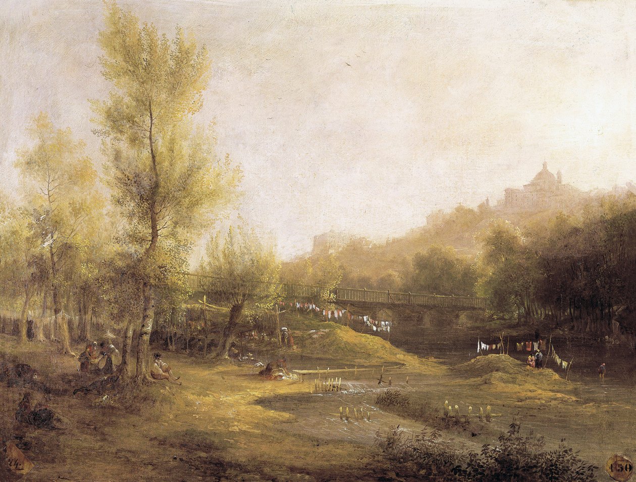 Prádelny Manzanares (malba) od Jenaro Pérez Villaamil