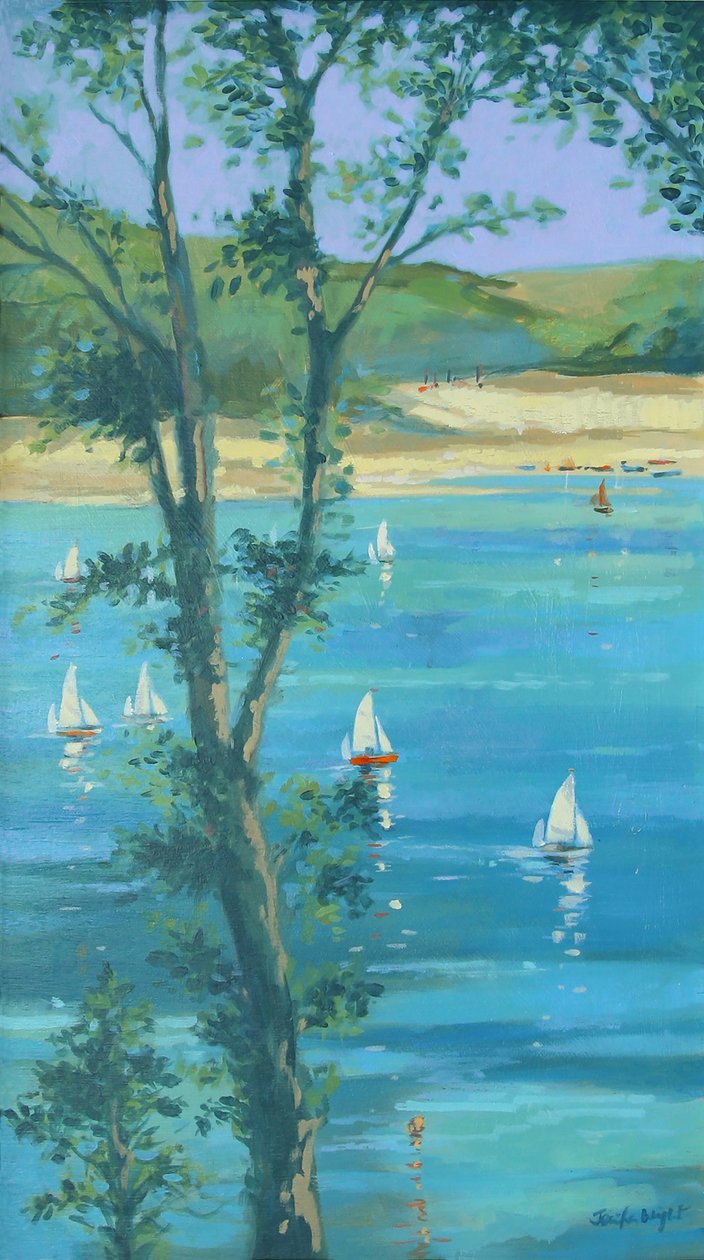 Salcombe Through The Trees (olej na plátně) od Jennifer Wright