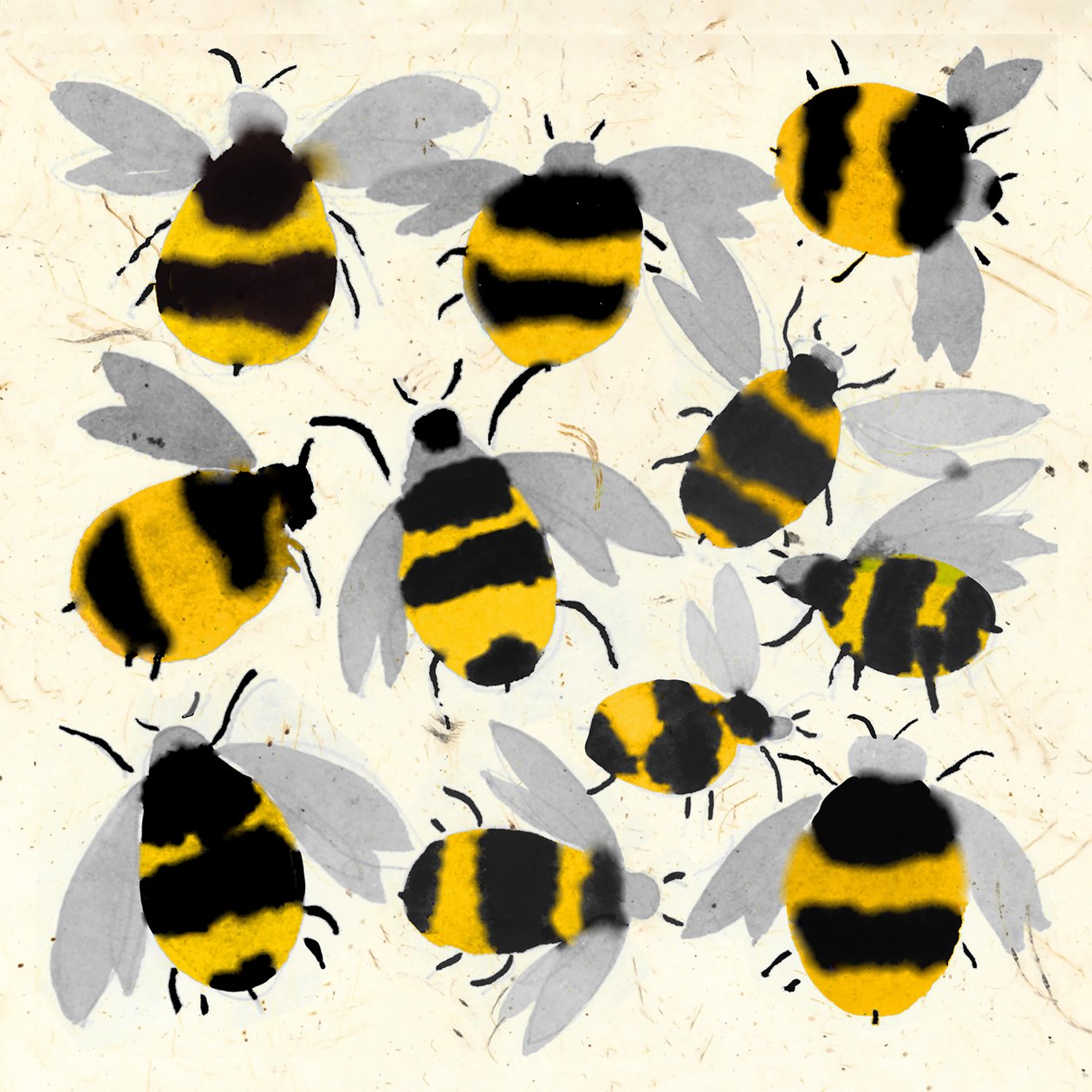 INKY BEES, 2022 (akvarel) od Jenny Frean