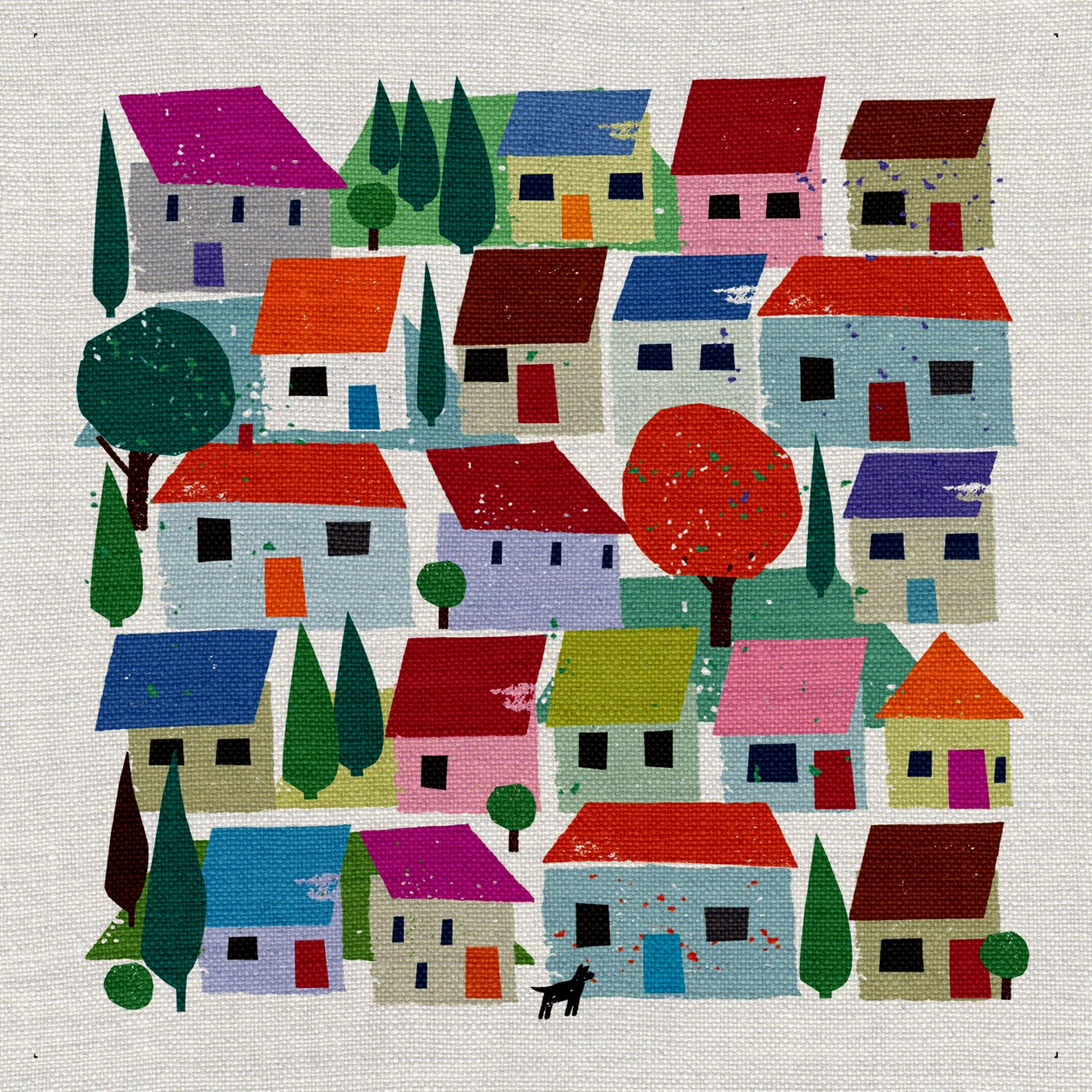 Rudi In The Village, 2021 (smíšená média) od Jenny Frean