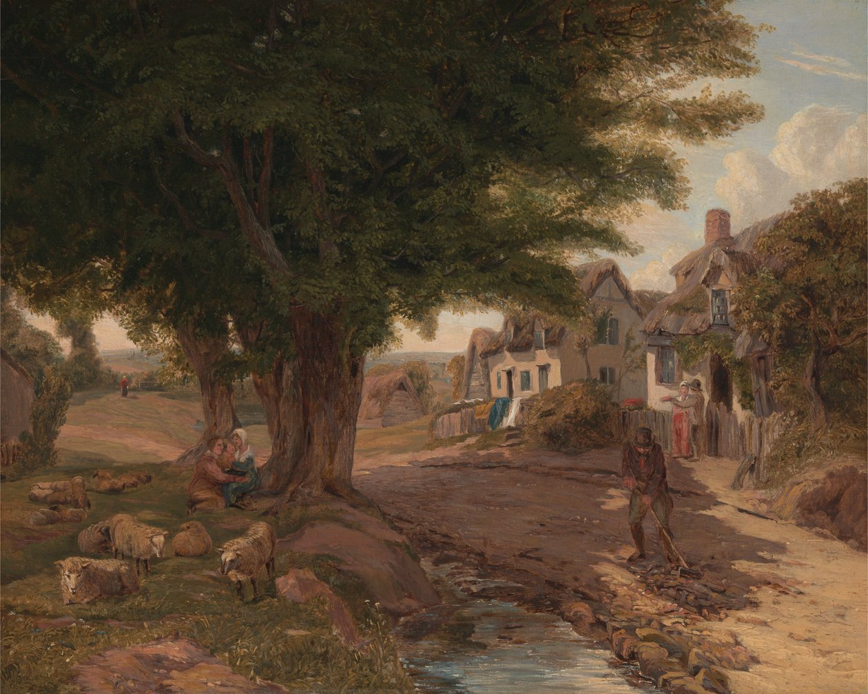 Village Scene (možná Colickey Green, Essex) od Jessica Landseer