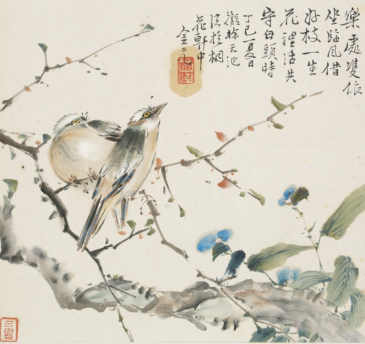 Pár čínských ptáků Bulbul, 1857 od Jin Yuan