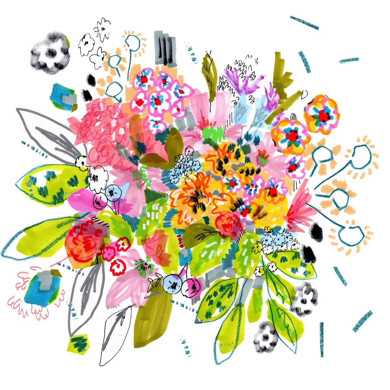 Bloom, 2014 (pero, tuš, koláž a papír) od Jo Chambers