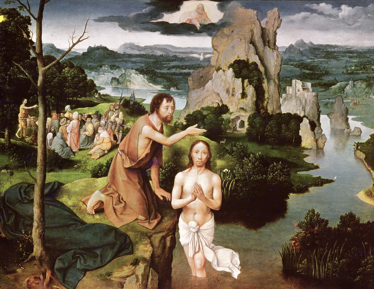 Křest Krista, kolem roku 1515 od Joachim Patinir