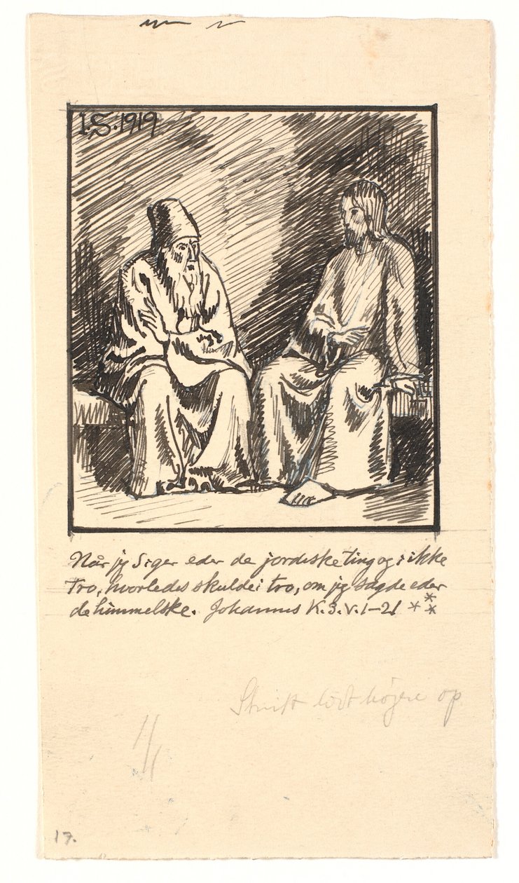 Kristus a Nikodém od Joakim Frederik Skovgaard