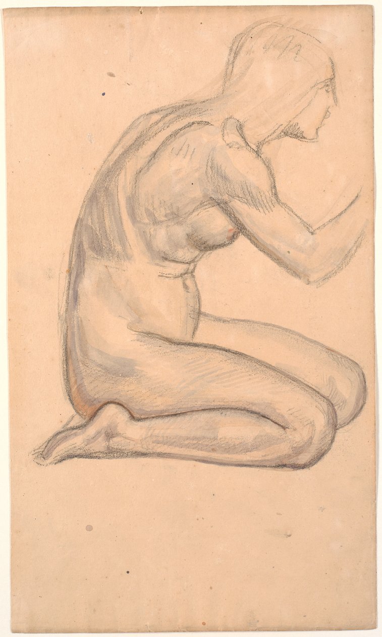 Modelová studie; klečící žena v profilu m.h. od Joakim Frederik Skovgaard