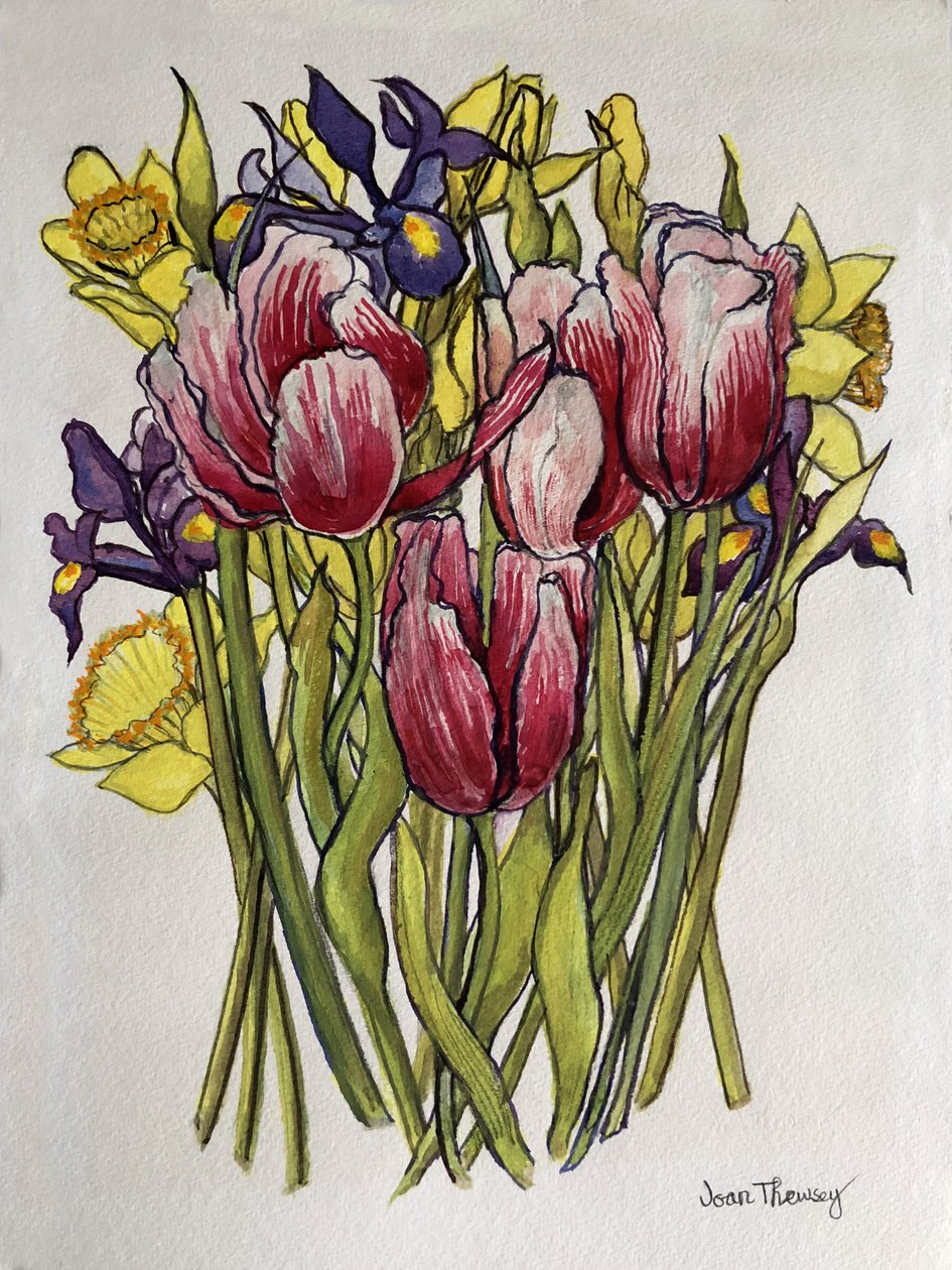 Tulipány, narcisy a kosatec od Joan Thewsey