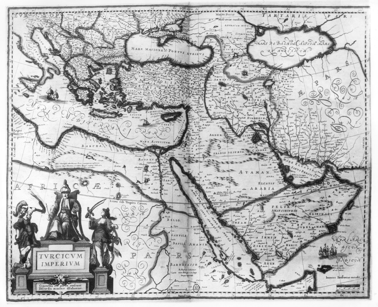 Mapa Osmanské říše, z ‚Atlas Novus‘ od Joannes Jansson
