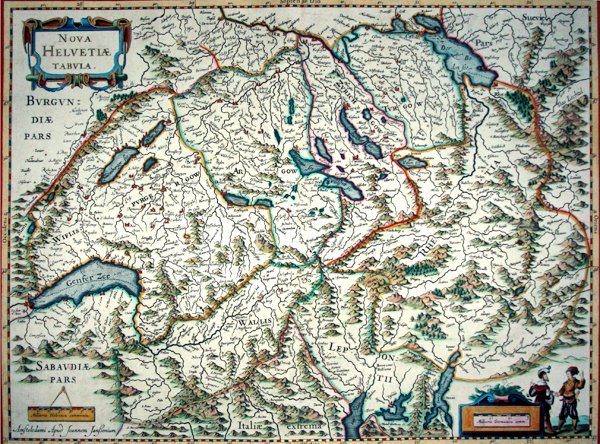 Nová mapa Švýcarska od Joannes Jansson