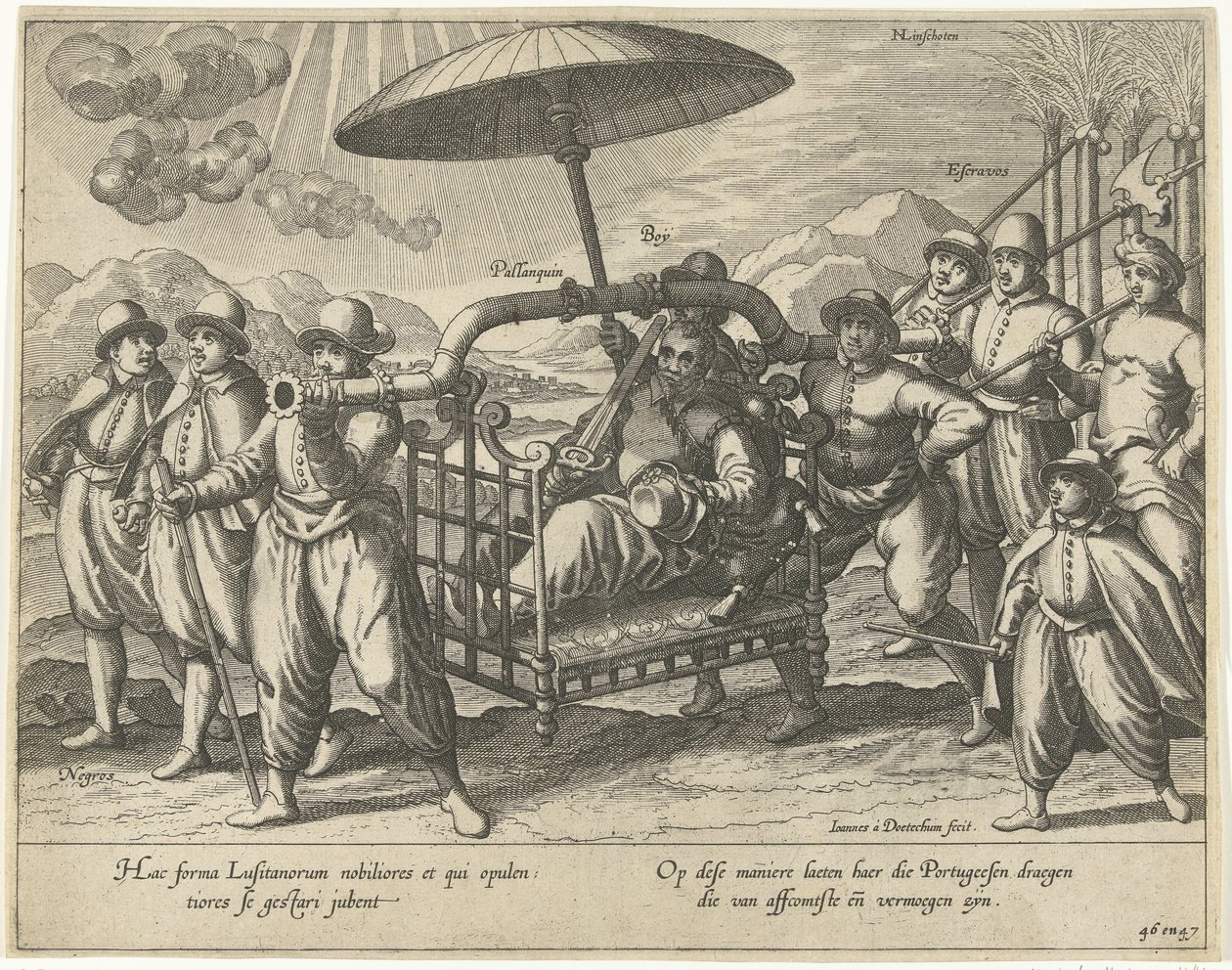Portugalec v křesle sedanu od Joannes van Doetechum (I)