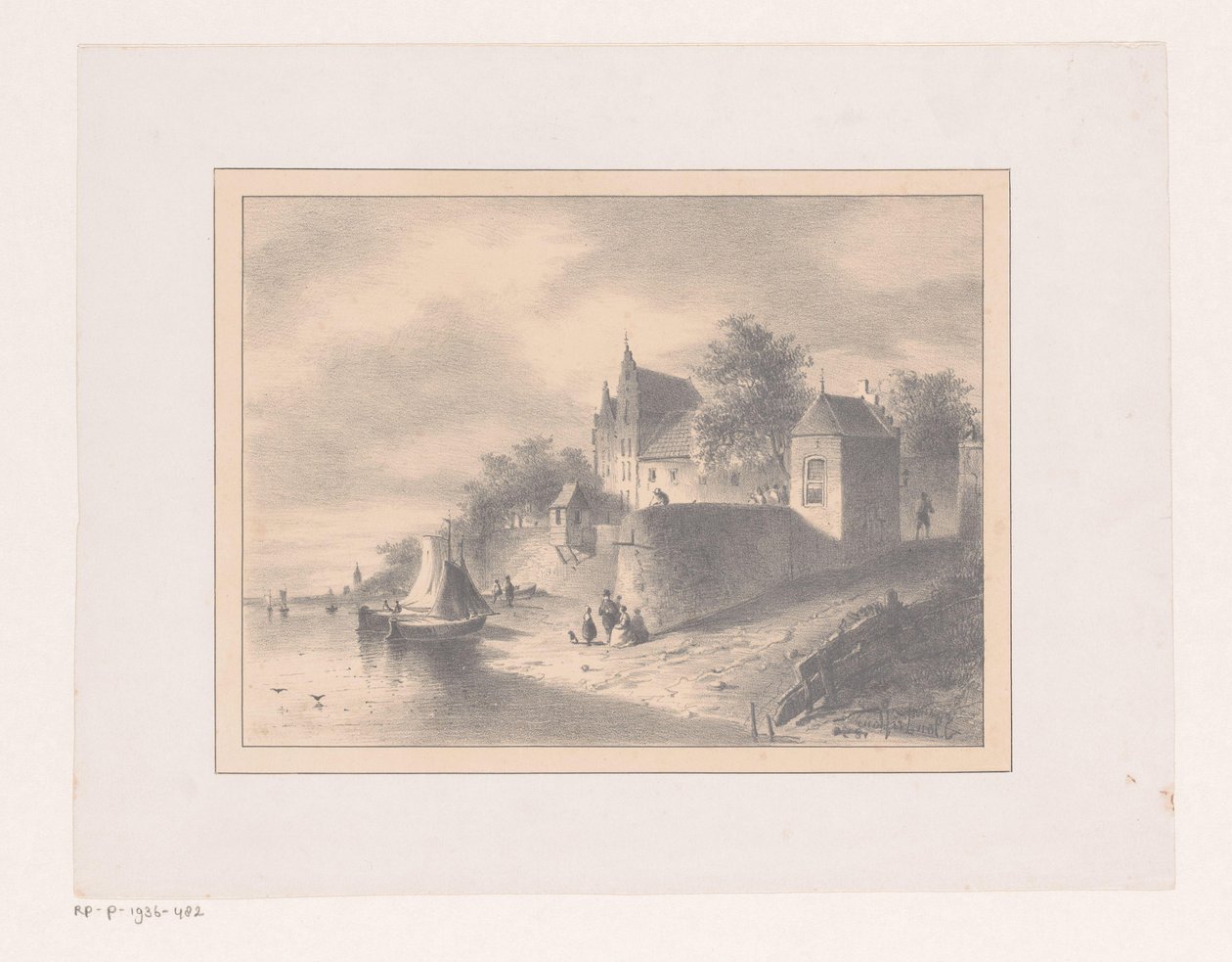 Panoráma města na řece od Joannes van Liefland (attributed to)