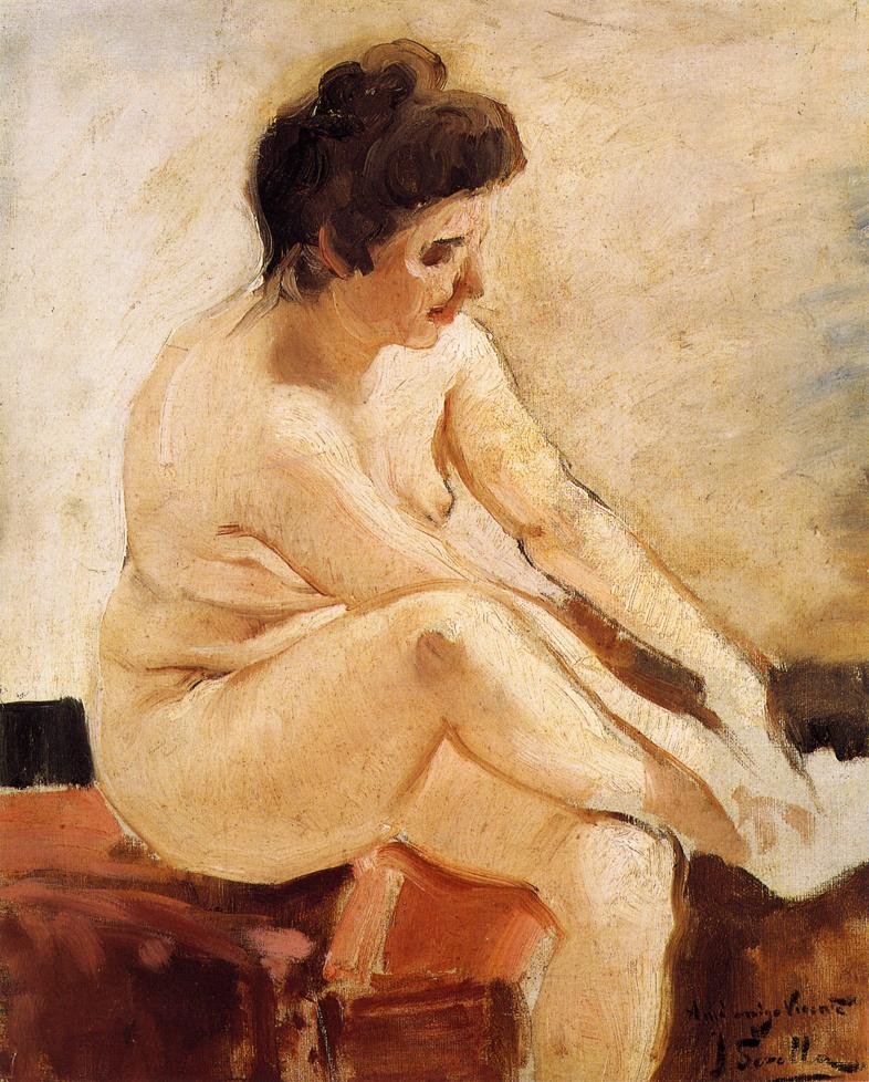Seated Nude English: Seated Nude od Joaquín Sorolla