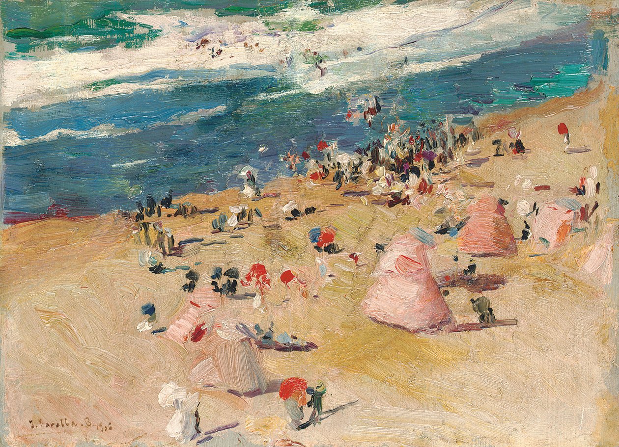 Pláž v Biarritz, 1906 od Joaquín Sorolla