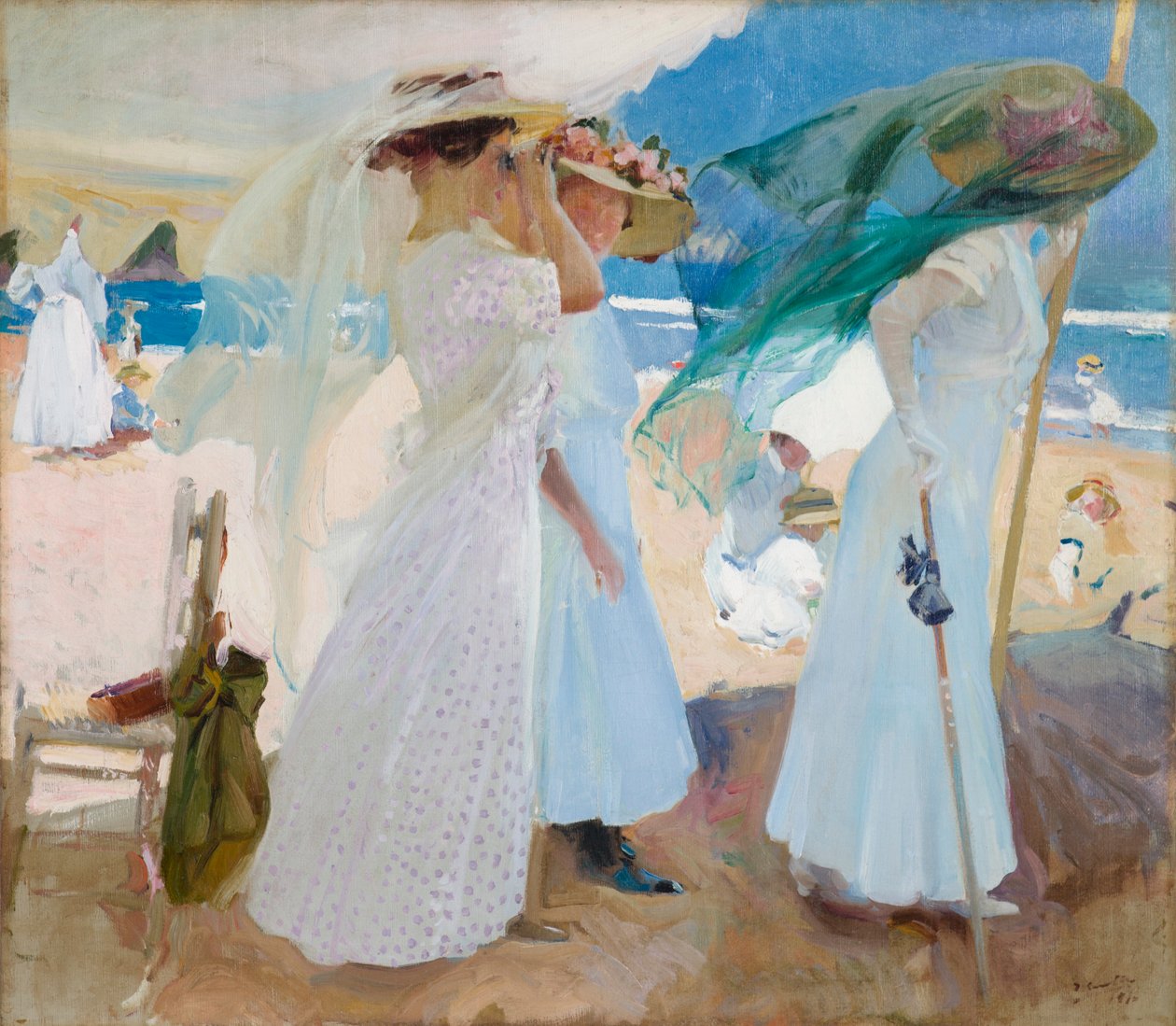 Pod markýzou, Zarautz od Joaquin Sorolla y Bastida