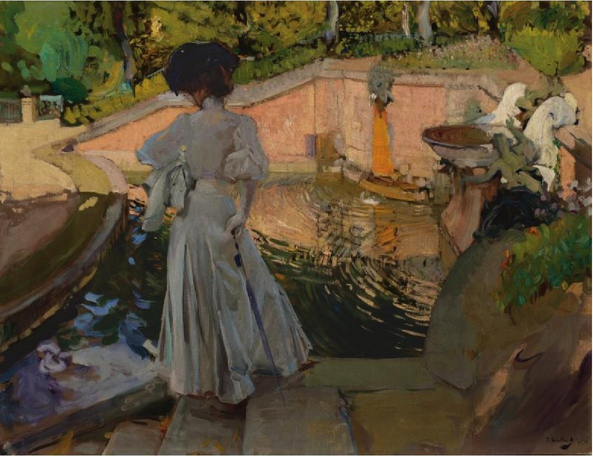 Maria při pohledu na rybu. Farma od Joaquín Sorolla