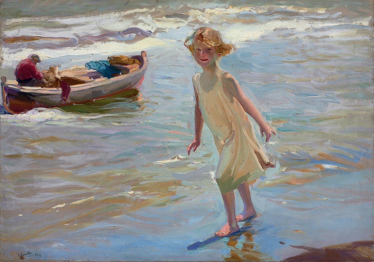 Dívka na pláži, Valencie od Joaquín Sorolla