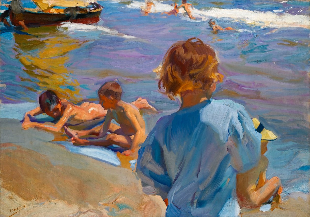 Děti na pláži, Valencie od Joaquín Sorolla