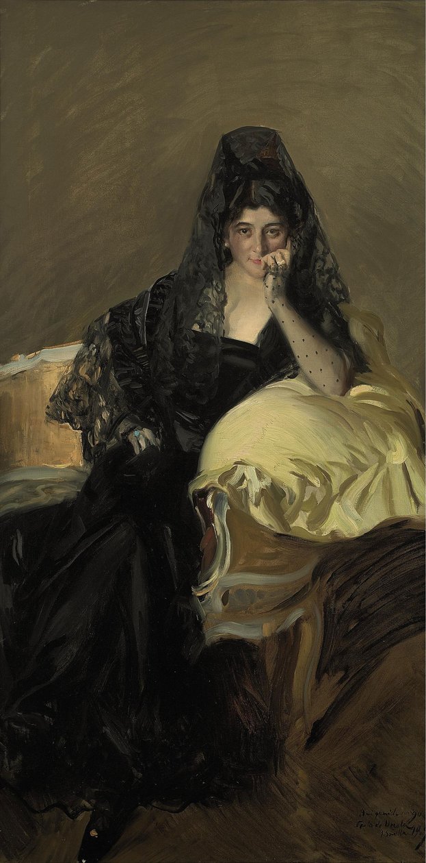 Portrét dámy z Urcoly na sobě černou mantilu od Joaquín Sorolla